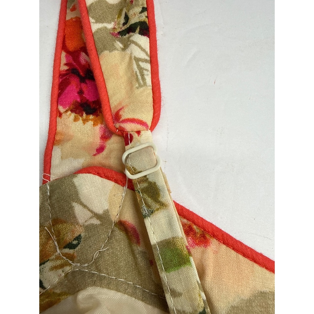 New Directions Floral Sun Dress Ivory Peach Ruffle Button Smocked Back Size 4 - Picture 12 of 14